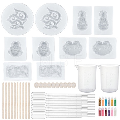 Buddhaist DIY Pendant Silicone Molds Kits DIY-OC0002-86-1