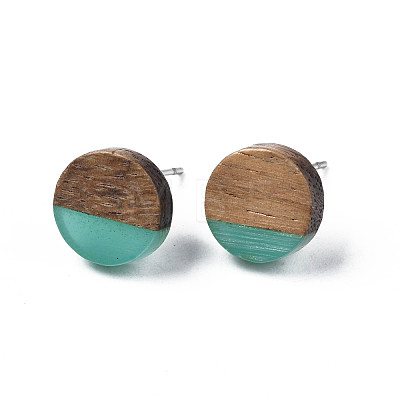 Transparent Resin & Walnut Wood Stud Earrings X-EJEW-N017-008-A04-1