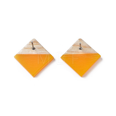 Opaque Resin & Wood Stud Earrings EJEW-N017-005A-B05-1