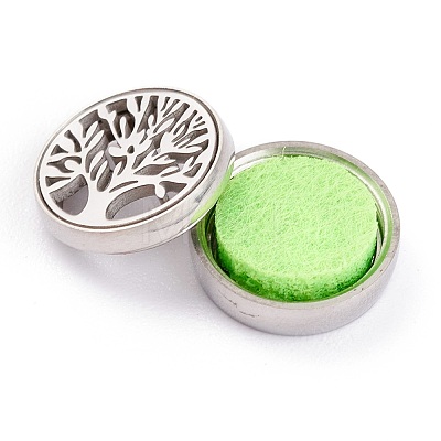 304 Stainless Steel Magnetic Diffuser Locket Aromatherapy Essential Oil Buckle AJEW-M027-11P-1