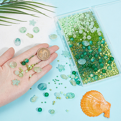 SUNNYCLUE Ocean Theme DIY Seed & Glass Beads Jewelry Making Finding Kit DIY-SC0024-64D-1