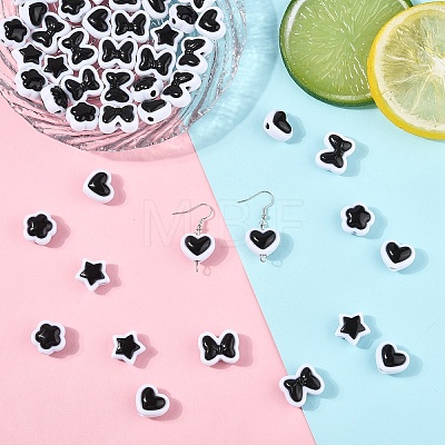 80Pcs 4 Colors Two-tone Acrylic Beads OACR-YW0003-38-1