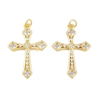 Brass Micro Pave Clear Cubic Zirconia Pendants CU-CBA48B8-01G-E-1