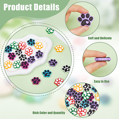 DICOSMETIC 21Pcs 7 Colors Dog Paw Print Food Grade Eco-Friendly Silicone Beads SIL-DC0001-31-1