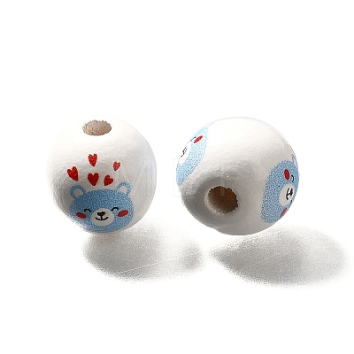 Valentine's Day Element Printed Wood Beads WOOD-R002-01-17-1