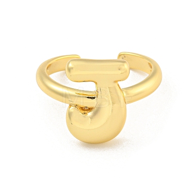 Brass Letter Open Cuff Rings for Women RJEW-G313-01J-G-1