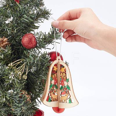 GORGECRAFT 6Pcs 6 Styles Wooden Christmas Ornaments WOOD-GF0001-51-1