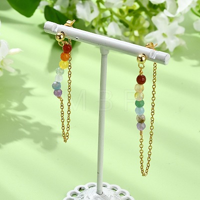 Natural Gemstone Stud Earrings EJEW-JE07286-1