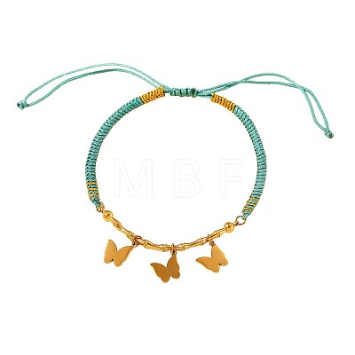 Boho 304 Stainless Steel Charm Braided Cotton Cord Adjustable Bracelets WG43BF0-01-1