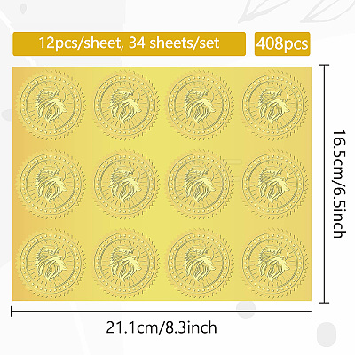 34 Sheets Self Adhesive Gold Foil Embossed Stickers DIY-WH0509-017-1
