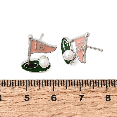 Ship Brass Enamel Stud Earrings EJEW-H180-24P-1
