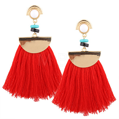 Fashewelry Trendy Women's Sector Tassel Dangle Earrings Sets EJEW-TA0005-01-1