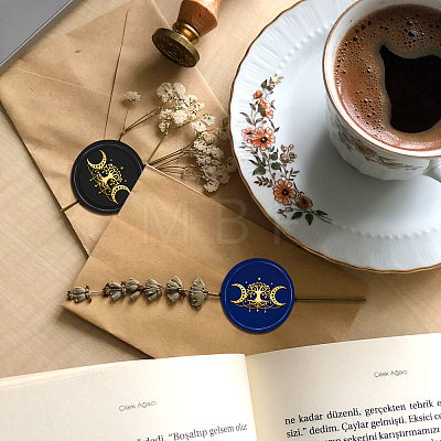 Brass Wax Seal Stamp with Handle AJEW-WH0184-0501-1