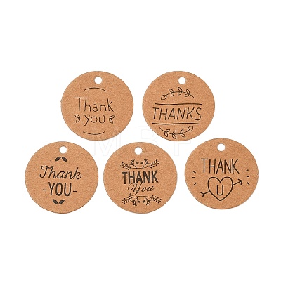 100Pcs Kraft Paper Thank You Printed Gift Tags CDIS-FS0001-24-1