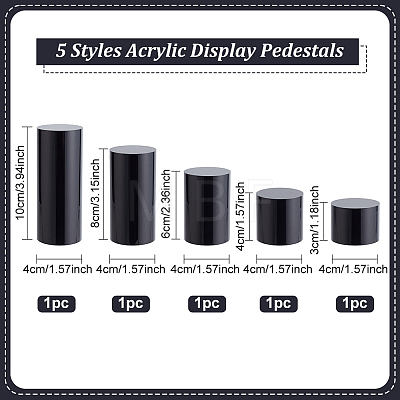 5Pcs 5 Styles Column Opaque Acrylic Jewelry Display Pedestals ODIS-FG0001-63-1