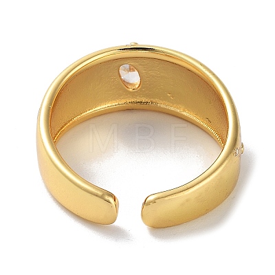 Oval Glass Open Cuff Rings for Women RJEW-E292-05G-1