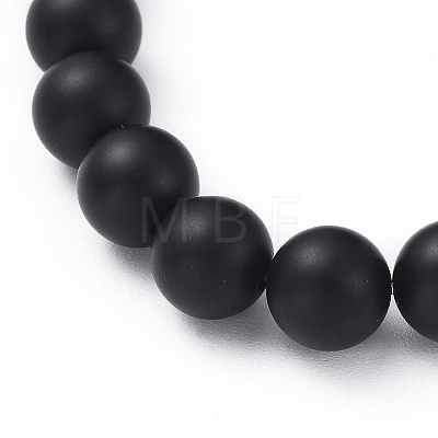 Natural Black Agate(Dyed) Beads Stretch Bracelets BJEW-JB04801-01-1
