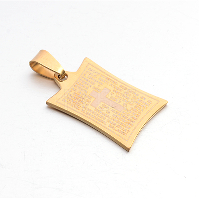 304 Stainless Steel Rectangle with Word Lord's Prayer Holy Pendants STAS-E090-75-1