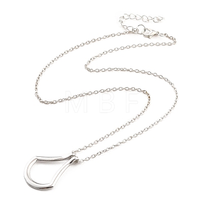 Minimalist Open Teardrop Alloy Pendant Necklace for Women NJEW-I113-01P-1