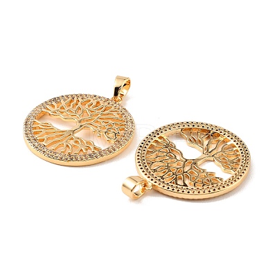 Brass & Clear Cubic Zirconia Pendants KK-G558-15G-1