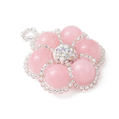 Dyed Natural Mashan Jade Beaded Pendants PALLOY-MZ01188-02-1