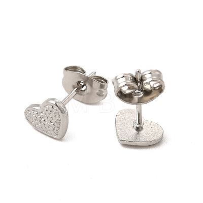 304 Stainless Steel Heart Stud Earrings for Women EJEW-I281-13P-1