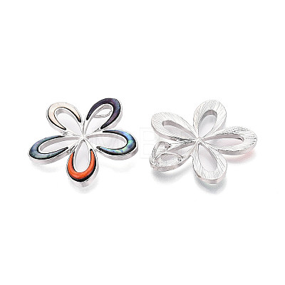 Alloy and Dyed Natural Paua Shell Pendants PALLOY-T093-05M-1