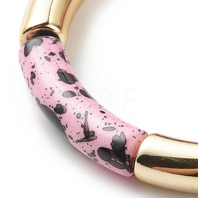 Acrylic Curved Tube Beaded Stretch Bracelet BJEW-JB08444-01-1