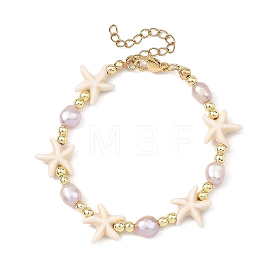 Natural Cultured Freshwater Pearl & Synthetic Turquoise & Non-magnetic Synthetic Hematite Beaded Bracelets for Women BJEW-JB14092-1