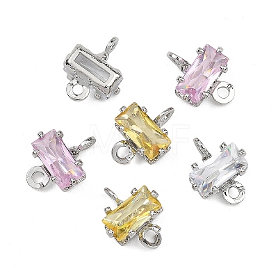 SHEGRACE Brass Pave Cubic Zirconia Rectangle Connector Charms XGRQ2O694-438P-1
