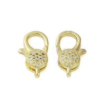 Brass Micro Pave Clear Cubic Zirconia Lobster Claw Clasps KK-B089-02G-1