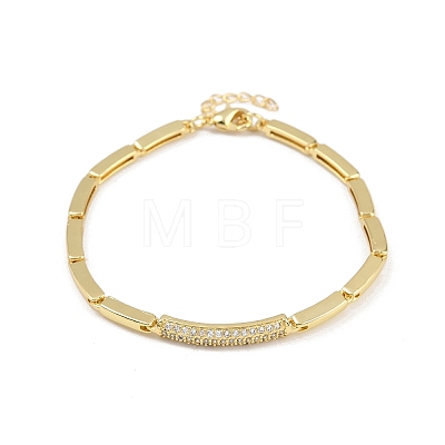 Brass Micro Pave Clear Cubic Zirconia Link Bracelets for Women BJEW-F504-12G-1