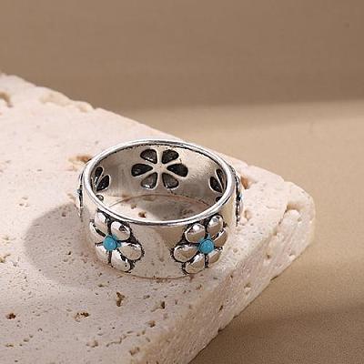 Retro Alloy and Turquoise Finger Rings FS-WGD8EB6-03-1