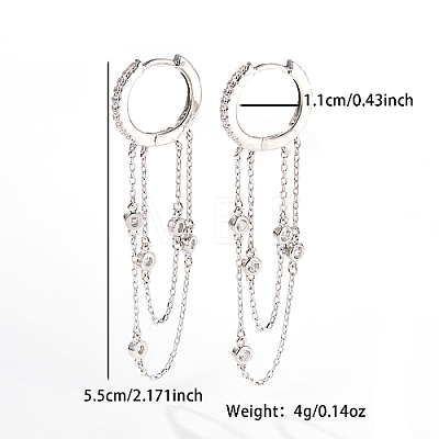 Anti-Tarnish Rhodium Plated 925 Sterling Silver Micro Pave Cubic Zirconia Hoop Earrings RF6914-1