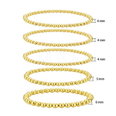 Round Brass Beaded Stretch Bracelets BJEW-JB05982-1