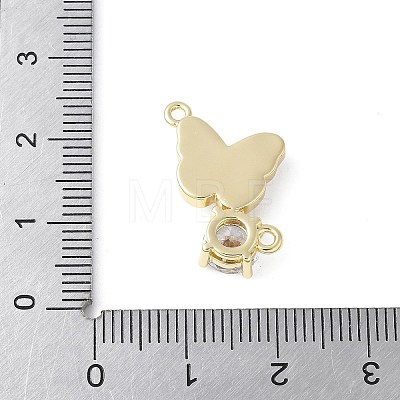 Brass Micro Pave Cubic Zirconia and Glass Connector Charms KK-F892-48G-01-1