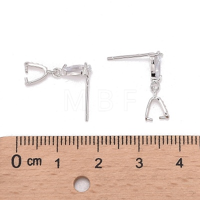Anti-Tarnish Rhodium Plated 925 Sterling Silver Dangle Stud Earing Settings STER-K038-008P-1