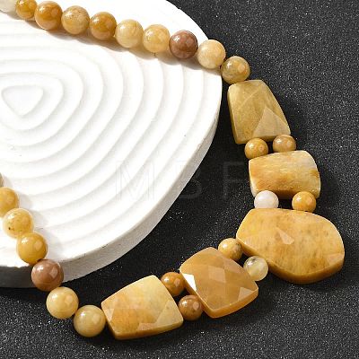 Natural Topaz Jade Faceted Bib Graduated Beaded Necklaces for Women NJEW-B128-01G-1