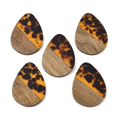 Transparwnt Resin & Walnut Wood Pendants RESI-I354-03E-1