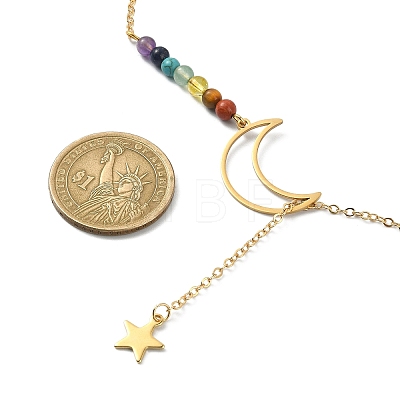 Alloy Moon & Star Lariat Necklace NJEW-TA00099-1