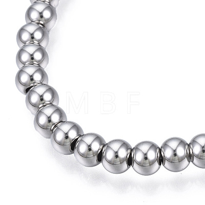 201 Stainless Steel Round Beaded Stretch Bracelet for Men Women BJEW-N017-163A-01-1