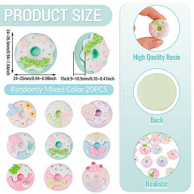20Pcs Opaque Resin Decoden Cabochons RESI-TA0005-33-1