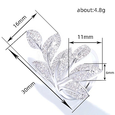 Brass Micro Pave Clear Cubic Zirconia Finger Rings FS-WG77E03-03-1