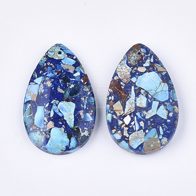 Assembled Synthetic Imperial Jasper and Natural Lapis Lazuli Pendants X-G-S329-075-1