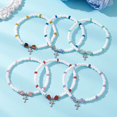 304 Stainless Steel Tiny Charm Bracelets BJEW-MZ00325-1