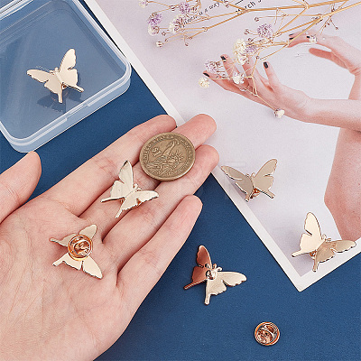 10 Sets Alloy Butterfly Lapel Pin Brooch JEWB-FG0001-12KCG-1