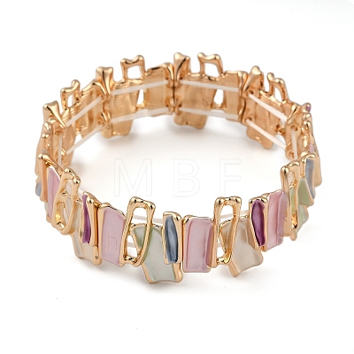 Coloful Alloy Enamel Links Stretch Bangles BJEW-B100-05G-1