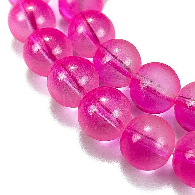 Frosted Transparent Glass Bead Strands GLAA-P065-10mm-11-1