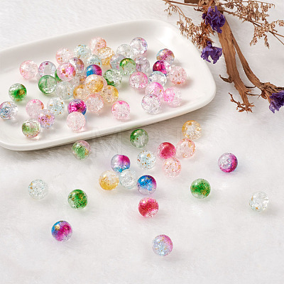 Transparent Spray Painted Crackle Glass Beads Strands GLAA-TA0003-09-1