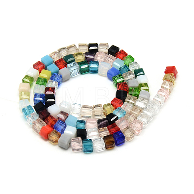 Faceted Transparent Glass Cube Beads Strands GLAA-R163-8c8-01-1